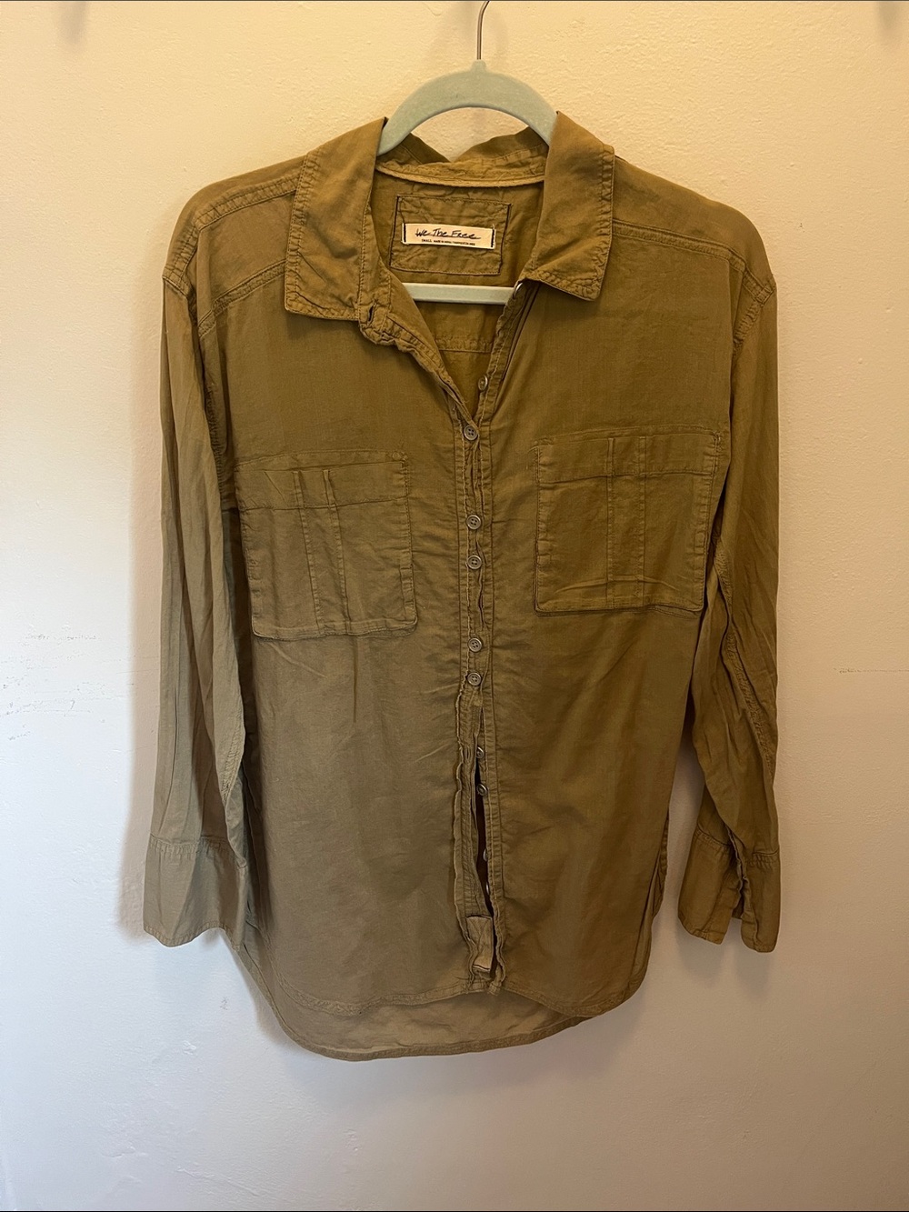 We The Free Olive Button-Front Utility Shirt